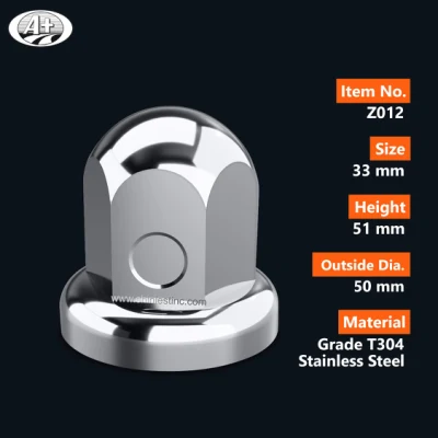 (Z012) Couvercles d'écrou de roue en acier inoxydable T304 de 33 mm