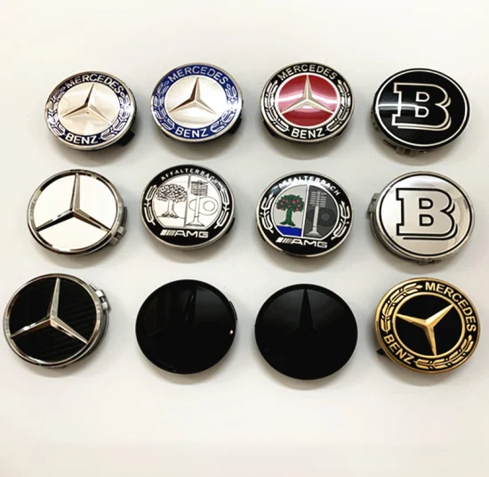 Accessoires de voiture 75 mm 3 broches de voiture ABS Capuchons de centre de roue Logo de voiture Couverture de roue Emblème central Capuchon de moyeu de roue Décoration Jantes en alliage pour Mercedes Benz